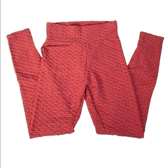 𝅺coral Waffle Booty Leggings  Size S - Picture 1 of 3